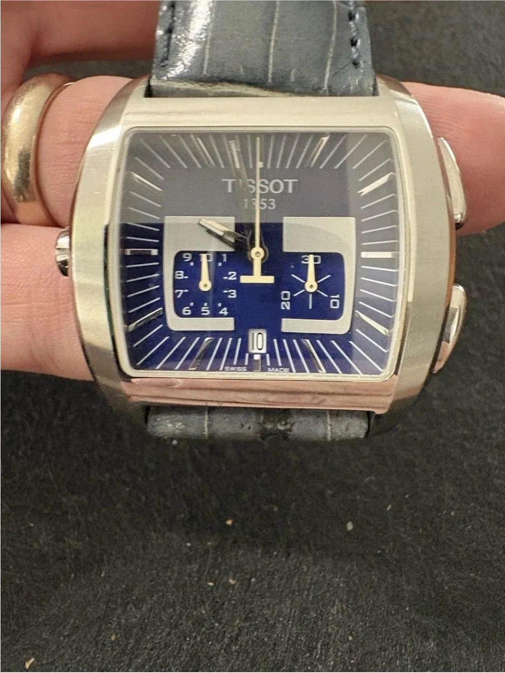 Tissot Bascule Chronograph Men's Watch Blue Dial Quartz Square B362/462 Swiss